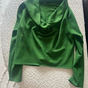 Zara Vibrant Green Cowl Neck Top
